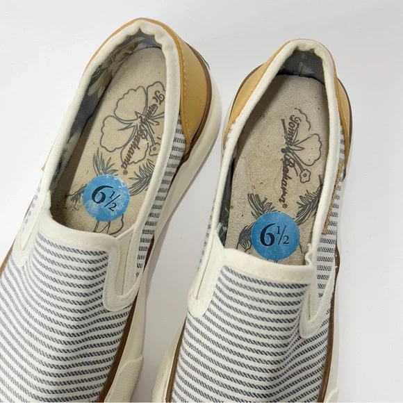 TOMMY BAHAMA Women’s Size 6 1/2 Canvas Striped Slip On Sneakers Shoes - Picture 9 of 10